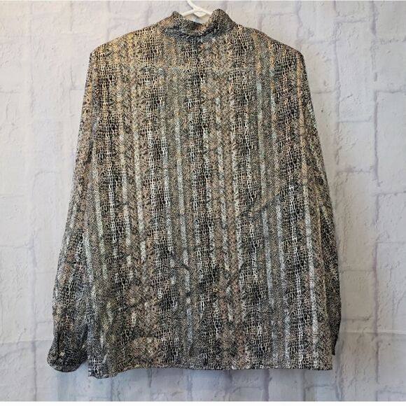 VINTAGE YVES ST. CLAIR Semi-sheer Animal Print Metallic Button-down Blouse 14 - Picture 10 of 10